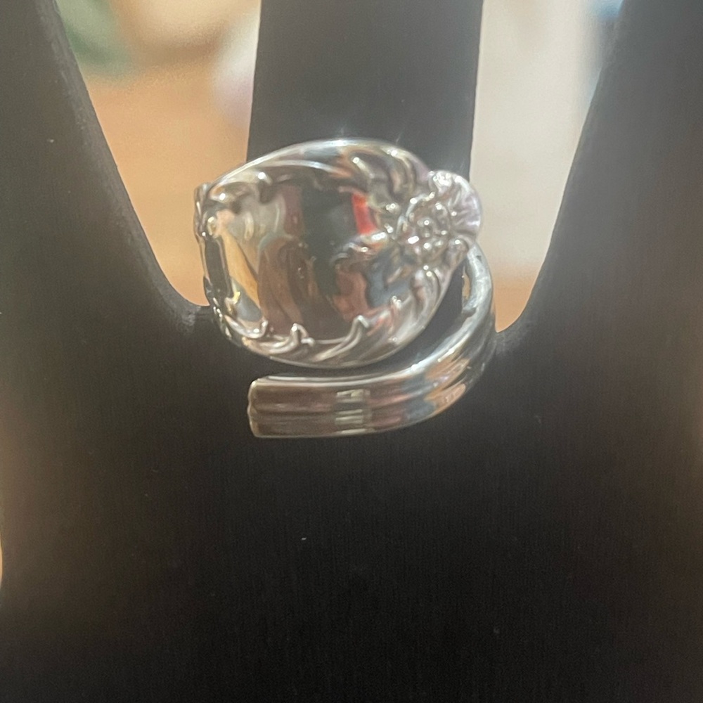 Elegant Silver Wrap Ring Handmade Jewelry made from Vintage Silverware size 9